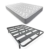DUÉRMETE ONLINE - Cama Completa con Colchón Viscotec Reversible (Cara Invierno/Verano) + Somier Reforzado 40x30mm con 6 Patas Metálicas Roscadas, 135 x 190