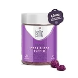 Jelly Pills Gominolas de Melatonina 1,9 mg, Ashwagandha, Triptófano y Vitamina B6 y B12- Sin Azúcares Añadidos - 70 Gummies Veganas sabor Cereza - Anti Stress y Dormir Bien