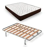 HOGAR24 ES | Colchón Viscosoft + Somier Basic con 4 Patas Cuadradas de 26 cm | Medida: 135x190 cm