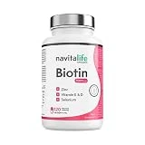 Biotina para el Cabello 10000 mcg + Vitamina D3, E, Zinc y Selenio | Potente anticaída cabello | Piel y Uñas radiantes | Alta biodisponibilidad. Suministro para 4 meses. VEGANO