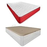 DUÉRMETE ONLINE - Pack Colchón Viscoelástico Lite Reversible + Canapé Madera Abatible Gran Capacidad | Color Polar 90 x 190