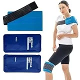 Pack de 2 bolsas de gel frío calor reutilizables + 1 funda de algodón lavable ajustable. Multiposición (cadera, hombros, piernas..) Bolsa de agua caliente/hielo lesiones (compresa de gel)