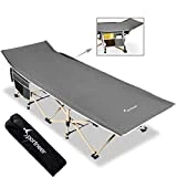 Cama de Camping Sportneer, Carga máxima 206 Kilos, 2 Grandes Bolsillos en los Laterales. Cama Plegable portátil con Bolsa de para Acampada, Playa, Senderismo, Viajes de mochilero, Oficina, Gris