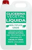 PLANTAWA | Glicerina Vegetal Liquida 5L, Grado Farmacéutico, Alta Pureza, Hidrata y Humecta Natural Cabello y Piel,Sin Fragancia Ideal Jabones,Champús,Cremas,Base Cosmética Manualidades.
