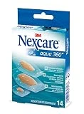 Nexcare Apósitos Aqua Clear Waterproof, tamaños variados, 14 tiras adhesivas por paquete, apósitos impermeables para heridas, rasguños menores y apósitos para kits de primeros auxilios