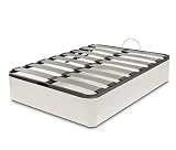 DORMIDAN - Canapé abatible Atica Gran Capacidad Esquinas Redondeada, Tapa somier con Lamas Antihumedad, Tacos antiruido (90 x 190 cm, Blanco)