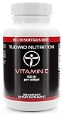 Vitamina E Capsulas 400 IU Liquidas - 100 Vit E Cápsulas Softgel (3+ Meses de provisión) de Desintegración Rápida, cada una con 294mg de D Alpha Tocopheryl Acetate (Vitamin E Supplement)