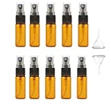 10 piezas ámbar 5 ml 1 / 6oz atomizador vial botella de vidrio spray perfume recargable botella de muestra de niebla fina vacía con embudo de 2 piezas para fiesta de viaje