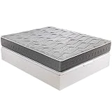 ROYAL SLEEP - Pack Montaje y Retirada de Usado Incluido, colchón viscoelástico Ceramic 150x190 y canapé abatible Gran Capacidad Blanco Madera