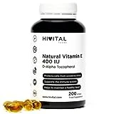 Vitamina E Natural 400 UI | 200 perlas, (Más de 6 meses de suministro) | Potente antioxidante que protege las células del estrés oxidativo, mejora el sistema inmune y favorece la salud cardiovascular.