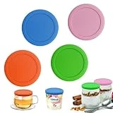 4 Piezas Tapas de Silicona Tapas Yogurt Reutilizables Tapas de Vasos de Yogur 500 g Tapas de Silicona Coloridas Compatible con Múltiples Marcas de Yogur de 500 g y Otras Tazas (10cm/3,93 Pulgadas)