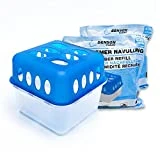 Deshumidificador recargable para interior con 2 recargas de 400gr | Absorbe humedad en habitaciones y armarios que elimina olores y moho | Antihumedad