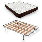 HOGAR24 ES Cama Completa, Colchón Viscosoft Dream Flex 15 + Somier Lamas con Patas 32 cm, Medida: 105x200 cm