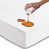 Protector Colchón 150x190 cm Funda Colchón Impermeable Sábana Bajera Impermeable de Algodón y Microfibra Cubre Colchón para Cama Transpirable Cover Hipoalergénico Antiácaros Lavable a Máquina