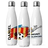 Botella Agua Valencia CF. Botella termica personalizada nombre y colores de tu equipo de fútbol. Botellas de acero inoxidable térmicas de Doble Capa y de Valencia CF. El Regalo ideal del Valencia CF