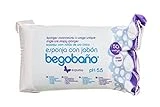 Begobaño Esponja Jabonosa Desechable. Esponja de Baño de Un Solo Uso con Gel Dermatológico e Hipoalergénico. 50 Unidades