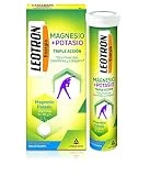 LEOTRON Magnesio + Potasio - 30 comprimidos efervescentes - Triple acción: Tono muscular, calambres y colágeno - Agradable sabor a naranja - Envase para 30 días. A partir de 12 años.