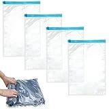 Bolsa para Vacío de Ropa,4 Piezas Bolsas de Compresión de Vacío de Viaje con Tamaño de Válvula Hermético para Guardar Ropa,Ropa de Cama,Edredones,Almohadas (Medium)