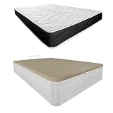 Somnia Descanso - Pack Colchón Viscoelástico Bombay Reversible + Canapé Madera Abatible Gran Capacidad | Color Polar 150 x 190
