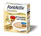 FontActiv 8 Cereales con Cacao- Complemento Alimenticio en Papilla de Cereales para Adultos y Mayores 0% Azúcares Añadidos- 600 gr