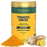 VAHDAM, Mix Latte Cúrcuma Jengibre (40 Tazas) Leche Dorada en Polvo Sin Cafeína con Potente Curcumina | Ingredientes 100% Naturales – Cúrcuma en Polvo, Jengibre | Preparar Caliente, Frío o con Leche