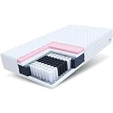 Colchón FDM Euphorie 180x200 con muelles ensacados, 7 Zonas Diferentes Altura 24 cm Rigidez H2 H3 Viscoespuma Apta para alérgicos Funda extraíble y Lavable Blanca