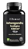 Ashwagandha KSM-66 Ecológica 600mg por cápsula, 100% Pura | Probada en laboratorio, Máxima Dosis | Sueño Profundo, Bienestar General, Concentración | 120 cápsulas veganas | Sin Aditivos | Zenement