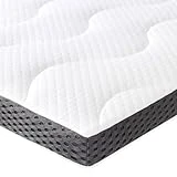 Amazon Basics Sobrecolchón viscoelástico con gel refrescante 135 x 190 cm, 7 cm Topper para Colchón de espuma con memoria con Funda removible y lavable, Blanco