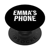 Teléfono de Emma Negro Blanco Nombre Emma PopSockets PopGrip Intercambiable