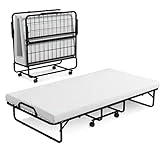 COSTWAY Cama Plegable con Colchón de Espuma Viscoelástica, 190x95cm, Cama Supletoria Plegable, Funda Extraíble, Cama Plegable de Invitados, Carga 180kg