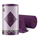 Fantasticlean Paño de Limpieza de Microfibra, 75 Unidades por Rollo Paños de Microfibra Rasgable, Trapos Reutilizables y Sin Pelusas, para el Coche, la Cocina y el Hogar 30x30cm-Morado Oscuro