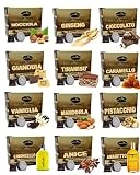 Caffé Vulcanus - Kit de degustación de 120 cápsulas compatible con máquinas de café de sabores Nespresso* para uso doméstico - Degustación de 12 sabores de café de sabores