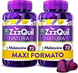 ZzzQuil Natura, Melatonina, Pastillas Para Dormir de Melatonina pura y Extractos de Valeriana, Camomila y Lavanda, 2x72 gummies, Sabor Frutos del bosque