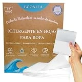 Detergente en hojas Ecológico, Biodegradable para lavadora. Antibacterial de iones de plata. Compostable, Sin Parabenos, Sin fosfatos-32 LAVADOS-Sin plásticos. ECONITA
