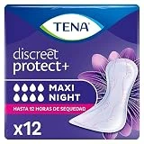 TENA Discreet Maxi Night x12 - Compresas Absorbentes de Noche para Incontinencia y Pérdidas de Orina Abundante - Hasta 12 Horas de Sequedad - 1 Paquete con 12 Bolsitas Individuales