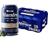 Mahou Maestra Doble Lúpulo, Cerveza Lager Tostada, Sabor Intenso y Espuma Cremosa, Pack de 24 Latas x 33 cl, 7.5% Volumen de Alcohol
