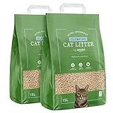 by Amazon - Classic Arena para gatos a base de fibras, Sin esencia, 2 x 15 litros