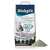 Biokat's Diamond Care MultiCat Fresh, con fragancia - Arena fina con carbón activo para hogares en los que viven varios gatos 1 saco (1 x 8 l)