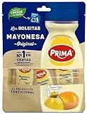 Mayonesa Prima, receta tradicional con huevos 100% origen España. 12 bolsitas