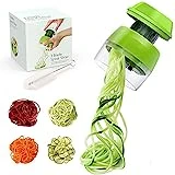 ALIOO Cortador de Verduras - Rallador de Verduras 4 en 1 Verduras Cortador,Calabacin Pasta,Cortador en Espiral Manual,Adecuado para Zanahorias,Pepinos,etc