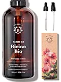 Bionoble Aceite de Ricino Orgánico 100ml - 100% Puro y Prensado en Frío - Pestañas, Cejas, Cuerpo, Cabello, Barba, Uñas - Vegano y Cruelty Free - Castor Oil - Botella de Vidrio + Pipeta + Bomba