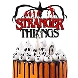 1 pieza Stranger Things - Decoración para tartas con purpurina para Halloween, programa de televisión, decoración de tarta inspirada en extranjeros para fiesta temática de Halloween, fiesta de bebé,