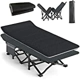 ATORPOK SHOP Cama de Camping, Cuna de Acampada para Adultos con Cojín, Cama Plegable Portátil para Dormir, Cuna de Tienda Ligera con Bolsa de Transporte para Niños Soporta 200kg