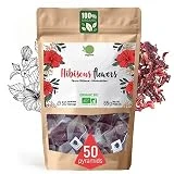 Flor de Jamaica BIO, 50 bolsitas de té | Flor de Hibisco Ecológico por Te Frio, Agua de Jamaica, Infusion | Te de Hibisco organico por Dieta Detox Drenante