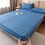 JIANINGHOME Protector de colchón individual de algodón de 48 x 74 cm, sábanas suaves y acolchadas con bordes elásticos duraderos para cama de tamaño extra profundo