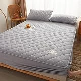 JIANINGHOME Protector de colchón acolchado de microfibra para cama ajustable de 48 x 74 cm, falda elástica profunda, protector de colchón Super King, no ruidoso, lavable