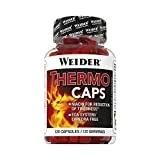 Weider Thermo Caps- 120 Capsulas, Disminuye el apetito, Potente fórmula termogénica con cafeína, Enriquecido con Cromo, Cúrcuma, l-Carnitina, 120 unidad, 1