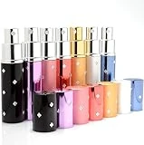 MINGZE 7 piezas 10ML Atomizador del perfume, rociador botellas de perfume,Interior de vidrio de la carcasa de aluminio, mini dispensadores vacíos portátiles de