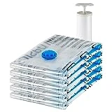 Amazon Basics - Paquete de 5 bolsas de vacío para almacenamiento, incluyen boca para aspirador, L, Claro
