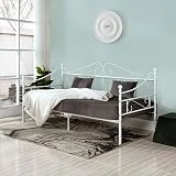 FetiNes Sofá Cama Divan Marco de Cama de Metal, Estructura de Cama para Colchón de 90 x 190 cm Sofá Diván Blanco